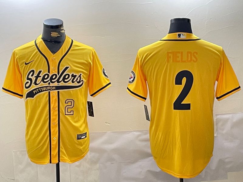 Men Pittsburgh Steelers 2 Fields Yellow Joint Name 2024 Nike Limited NFL Jersey style 2